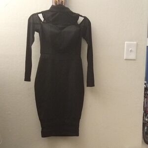 Papaya Gray Mock Neck Bodycon Dress